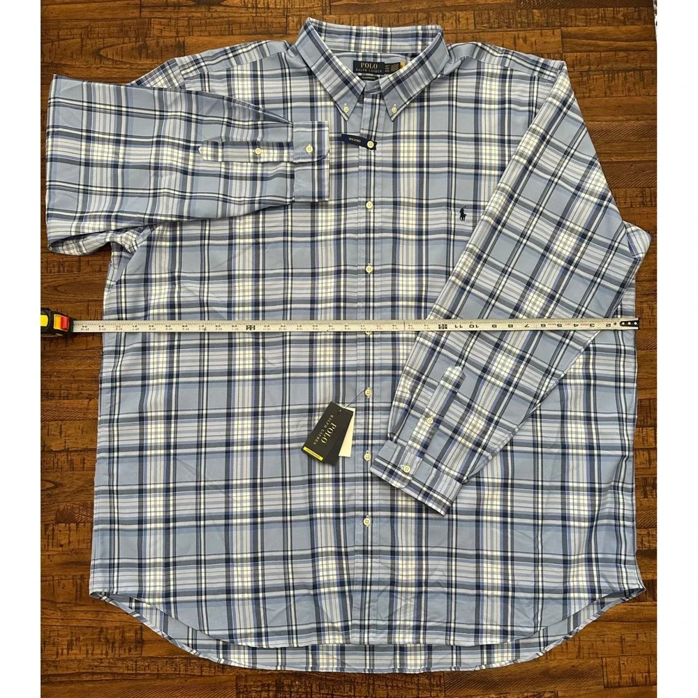 NWT $138 Polo Ralph Lauren 4XLT Pony Plaid‎ Performance Button Down Shirt Tall